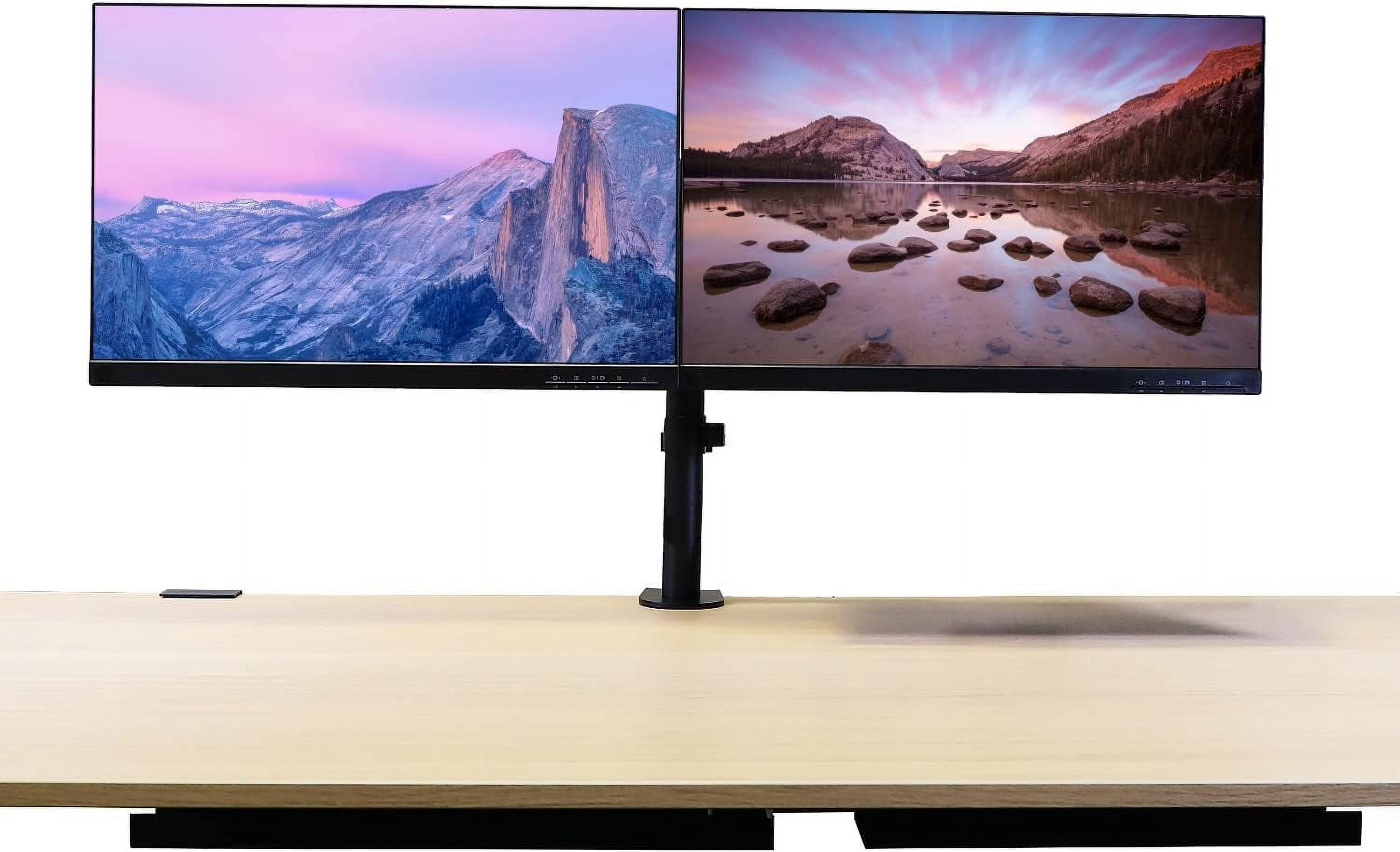 Dual Monitor Desk Mount Stand, Adjustable Dual Arm Mount fits up to 32 inch LCD Screen with , Clamp and Cable Management, Black