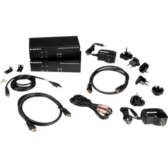 Dual-Monitor, Hdmi 4K30 USB 2.0 & Audio Serial KVM Extender Kit Over Fiber