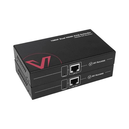 Dual Monitor KVM Extender, HDMI & USB over Ethernet up to 196ft, No Latency, PoE