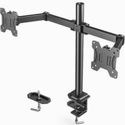Dual Monitor Mount for 13-27 inch Screens, Heavy Duty Fully Adjustable Monitor Arm for Desk with Swivel, Tilt, Rotation & Height Adjustable Free Standing, Black