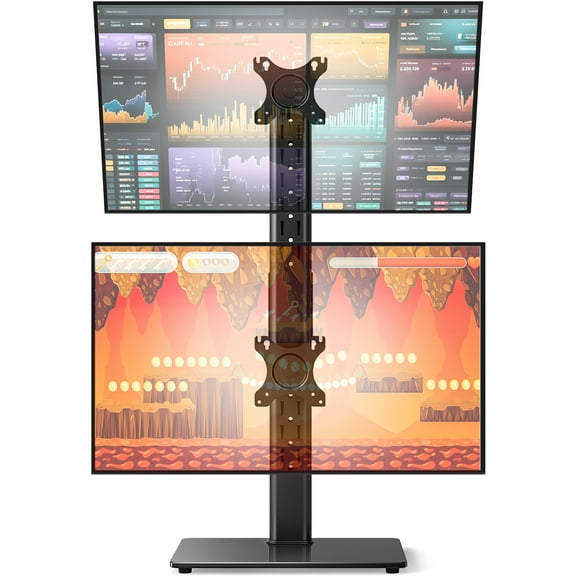 Dual Monitor Mount, 360 Rotation Dual Monitor Fits Two 13-38 in Computer Screens with 70 Swivel, Tilt, Height Adjustable Tabletop Desk Mount Stand