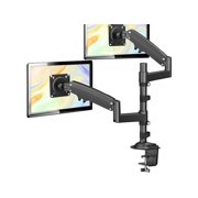 Dual Monitor Mount Arm 13-32 Inch, Adjustable Gas Spring Monitor Desk Mount Stand, VESA Mount 75/100mm with C Clamp, Grommet Mounting for Most Flat Curved Monitors, Hold up to 26.5lbs