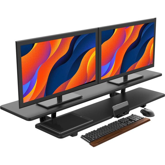 Dual Monitor Riser - 2-Tier Stand for 2 Monitors, Desk & TV, Desktop Organizer (Black)