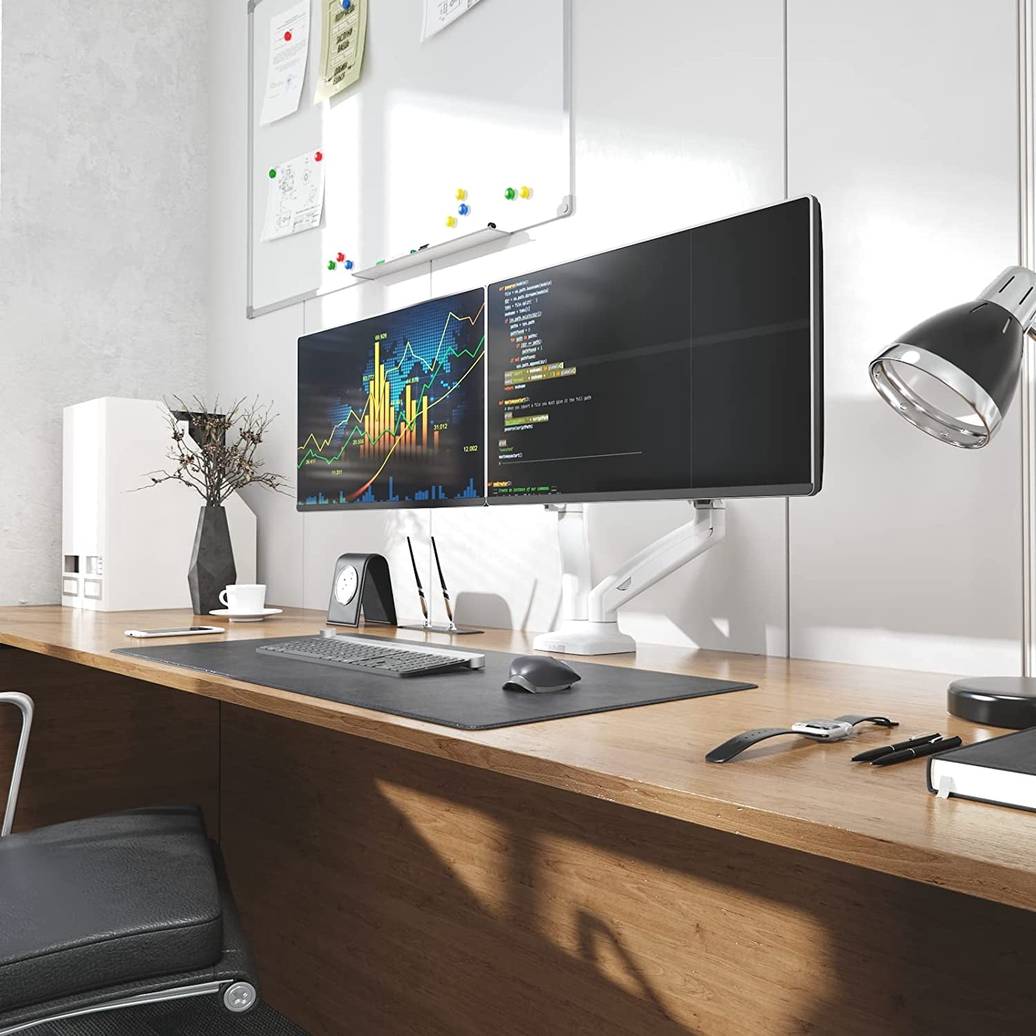 Dual Monitor Stand Adjustable Gas Spring Arm Mount for 2 Screens to 32 ...