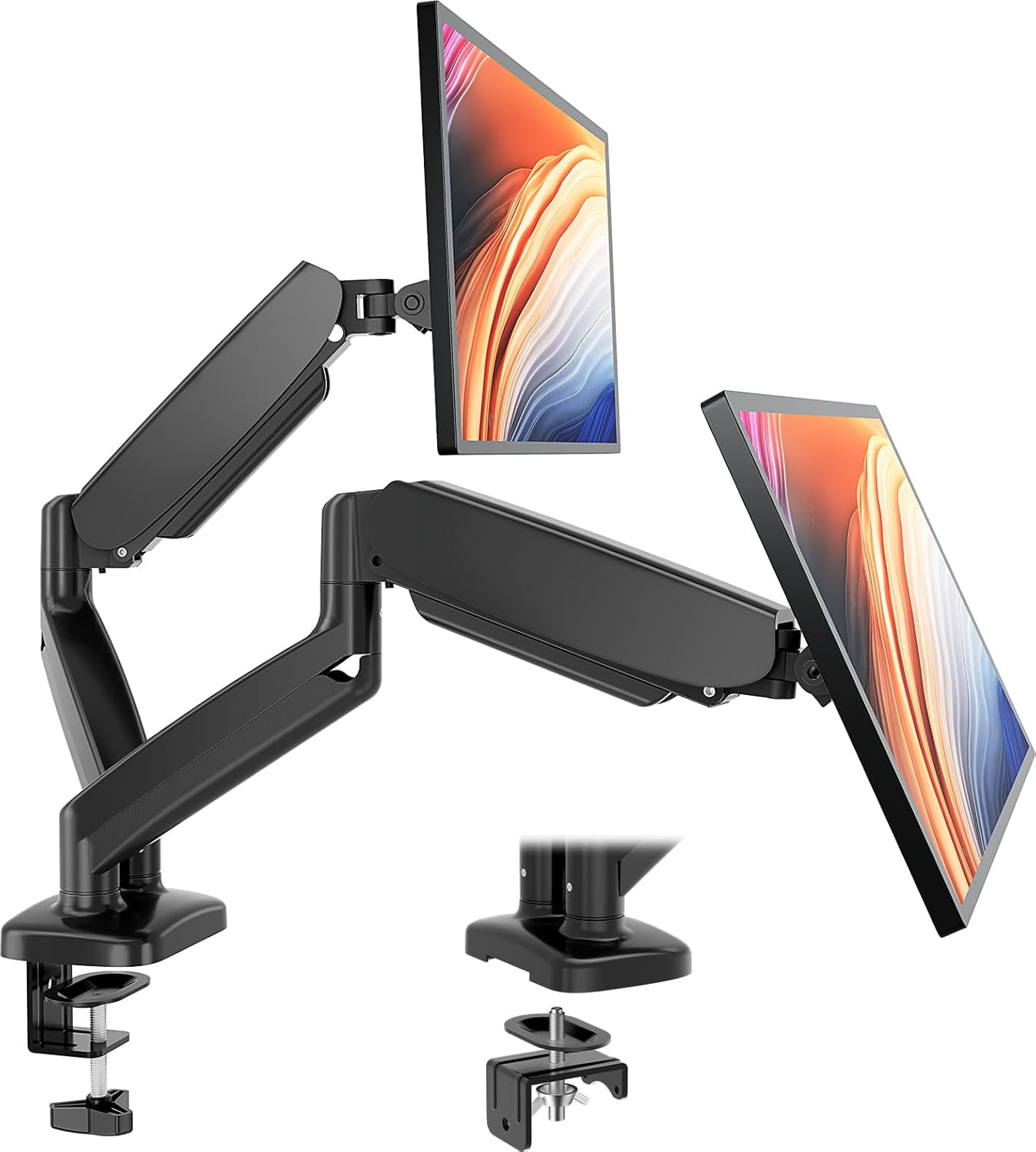 Dual Monitor Stand Arm, Gas Spring 2 Monitor Desk Mount Adjustable