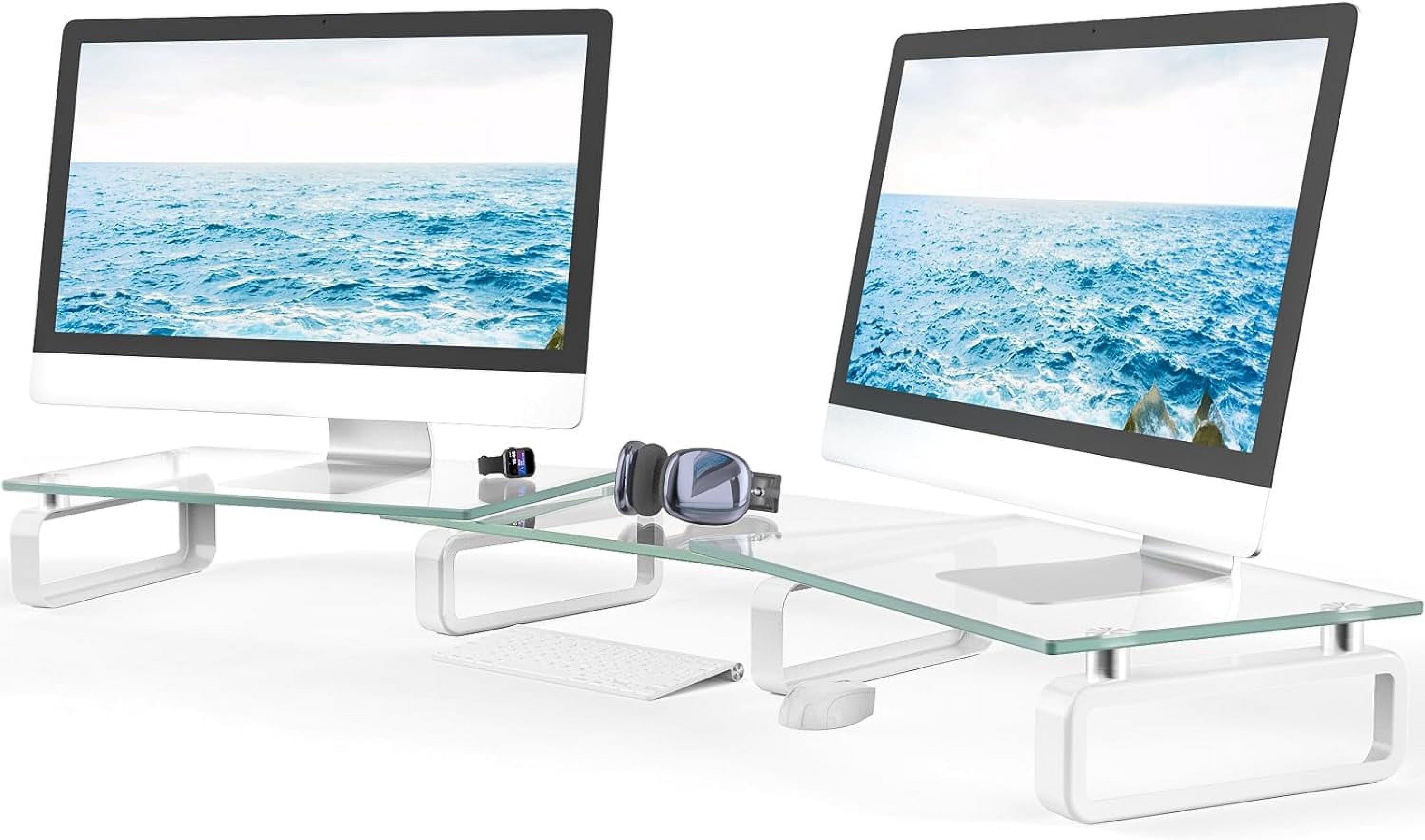 Dual Monitor Stand, Computer Monitor Stand, Desktop Organizer, Monitor Stand Riser for PC, Computer, Laptop Clear HD02T-301