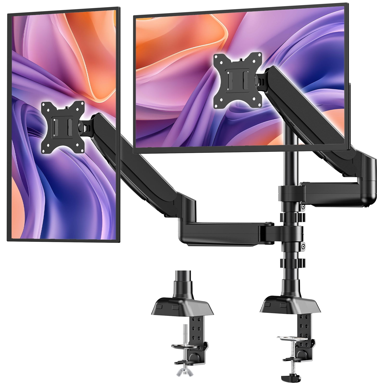 UPERFECT Dual Monitor Stand, Adjustable Desk Mount with Swivel VESA Bracket, Fits 13-32 Inch Screens, 4.4-19.8 lbs Loaded