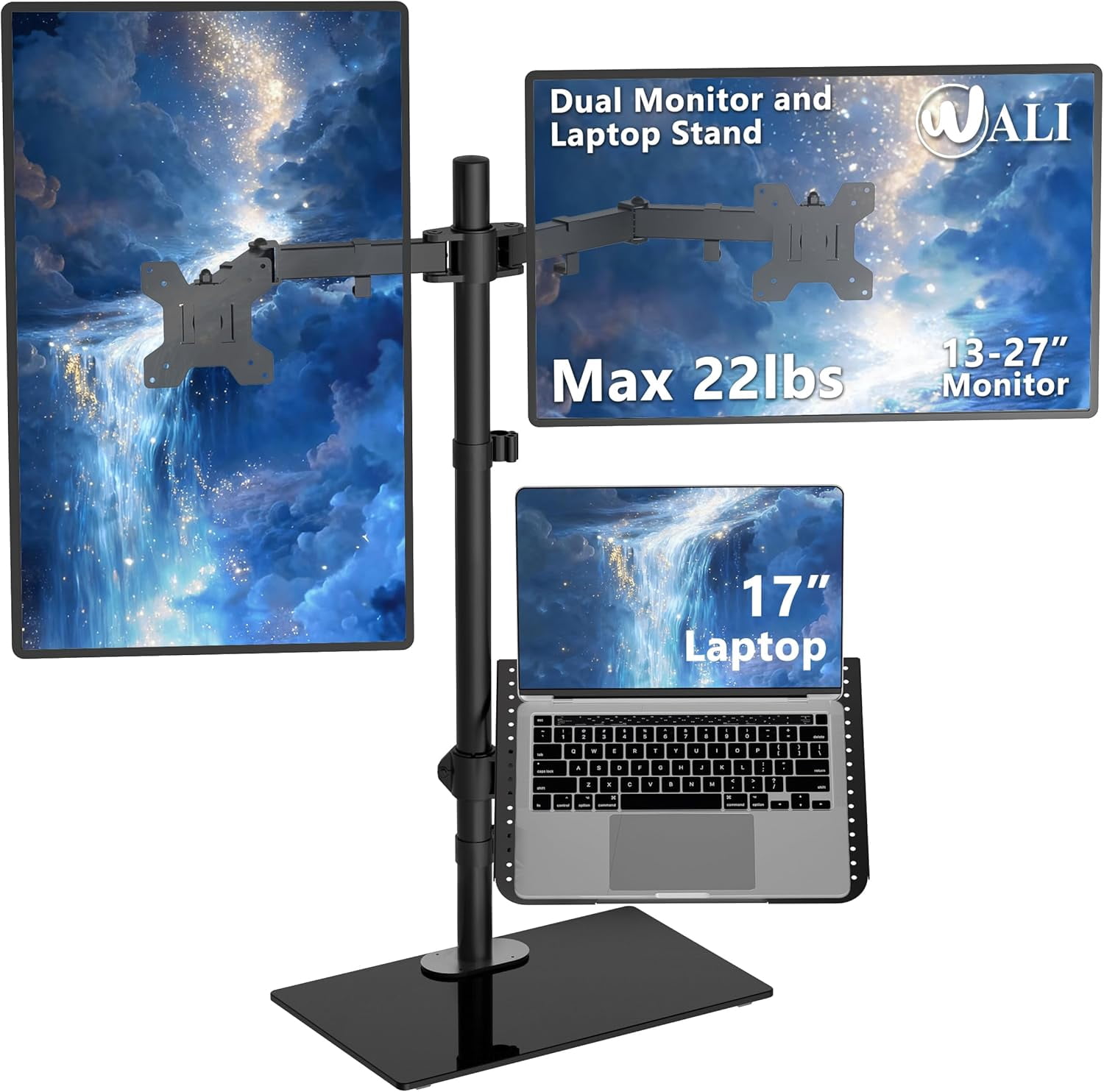 Dual Monitor Stand with Laptop Holder Height Adjustable Laptop Stand ...