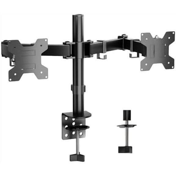 Dual Monitor Stand, Monitor Arm, Heavy Duty Adjustable Monitor Desk Mount for 2 Screens up to 27 Inches, Black
