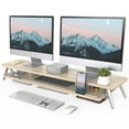 thumbnail image 1 of Dual Monitor Stand, 42.5 Inch Wood Desk Shelf with Storage Organizer and Cable Management for Office Desk Accessories, 1 of 7