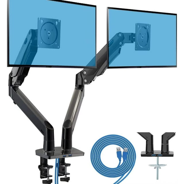 Dual Monitor Stand Mount Fits 1335 inch Screens with USB, Hold up to 26.4 lbs