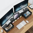 thumbnail image 1 of Dual Monitor Stand Riser with 2 Drawers - 39Inch Large Storage Computer Monitor Stands for 2 Monitors, Wooden Desktop Organizer Perfect for Home Office Desk, Computer, 1 of 6