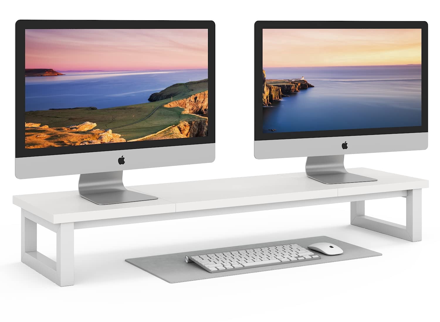 Dual Monitor Stand Riser, 39Inch Large Monitor Stands for 2 Monitors, Computer Monitor Stand, Wooden Desktop Oraganizer Shelf for Office Desk Computer,Laptop,TV