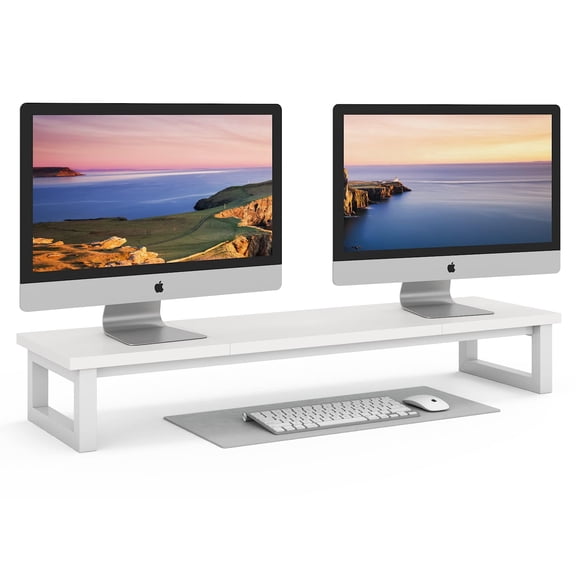 Dual Monitor Stand Riser, 39Inch Large Monitor Stands for 2 Monitors, Computer Monitor Stand, Wooden Desktop Oraganizer Shelf for Office Desk Computer,Laptop,TV