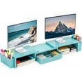 Dual Monitor Stand Riser with Drawer and 2 Pen Holders | Monitor Stand ...