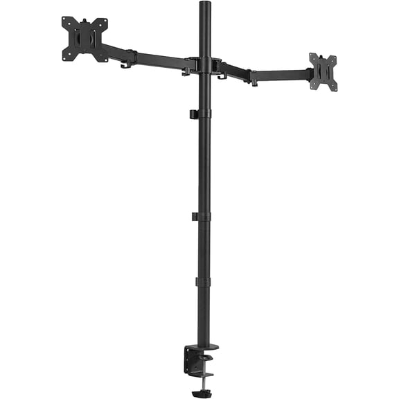 Dual Monitor Stand Up Desk Mount Extra Tall 39 inch Pole, Fully Adjustable Stand for up to 27 inch Screens
