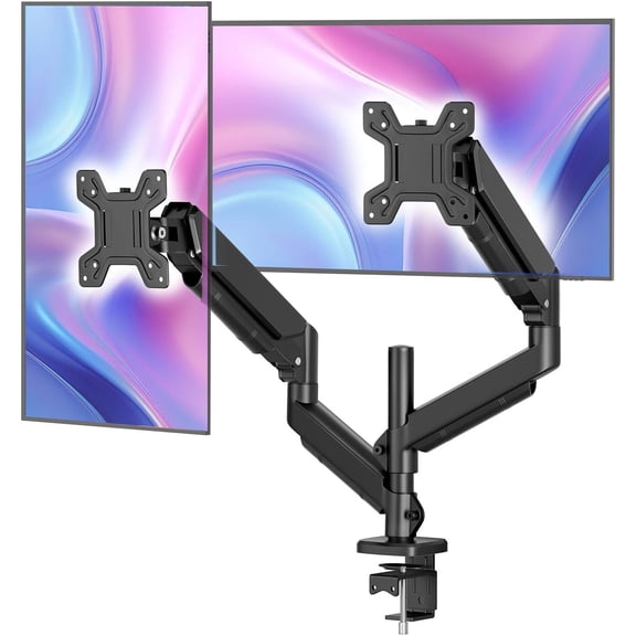 Dual Monitor Stand for 17-27 inch Computer Screens, Adjustable Monitor Riser Holds up to 20 lbs, Black