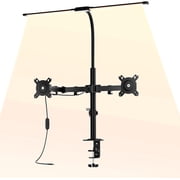 DUILIUU Dual Screen Mount with Led Desk Light, Heavy Duty Stand Fits Up To 30" Displays, Supports 19.84 Lbs Per Arm