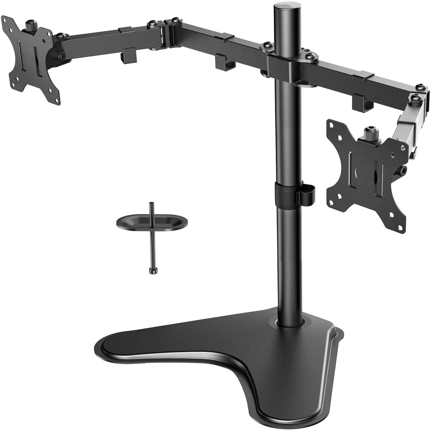 Dual Monitor Stand for Two 13-32 inch Flat/Curved Computer LCD Screens with Swivel, Tilt & Height Adjustable