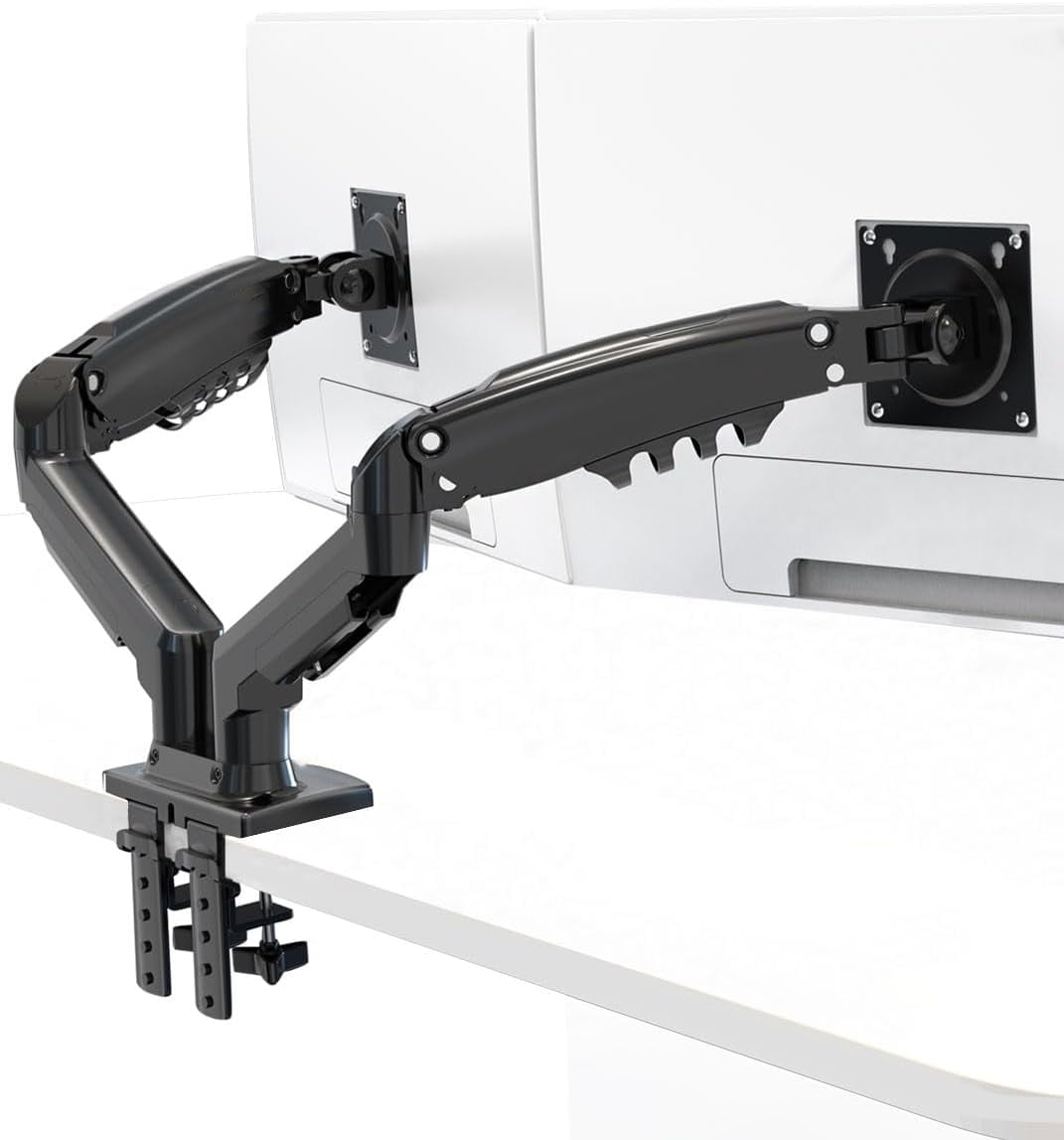 Dual Monitor Wall Mount for 13-32 inch Computer Screens, Gas Spring Monitor Stand Arm for 2 Monitor, Each Arm Holds Max 22 lbs, Full Motion Wall Monitor Mount with VESA 75x75/100x100