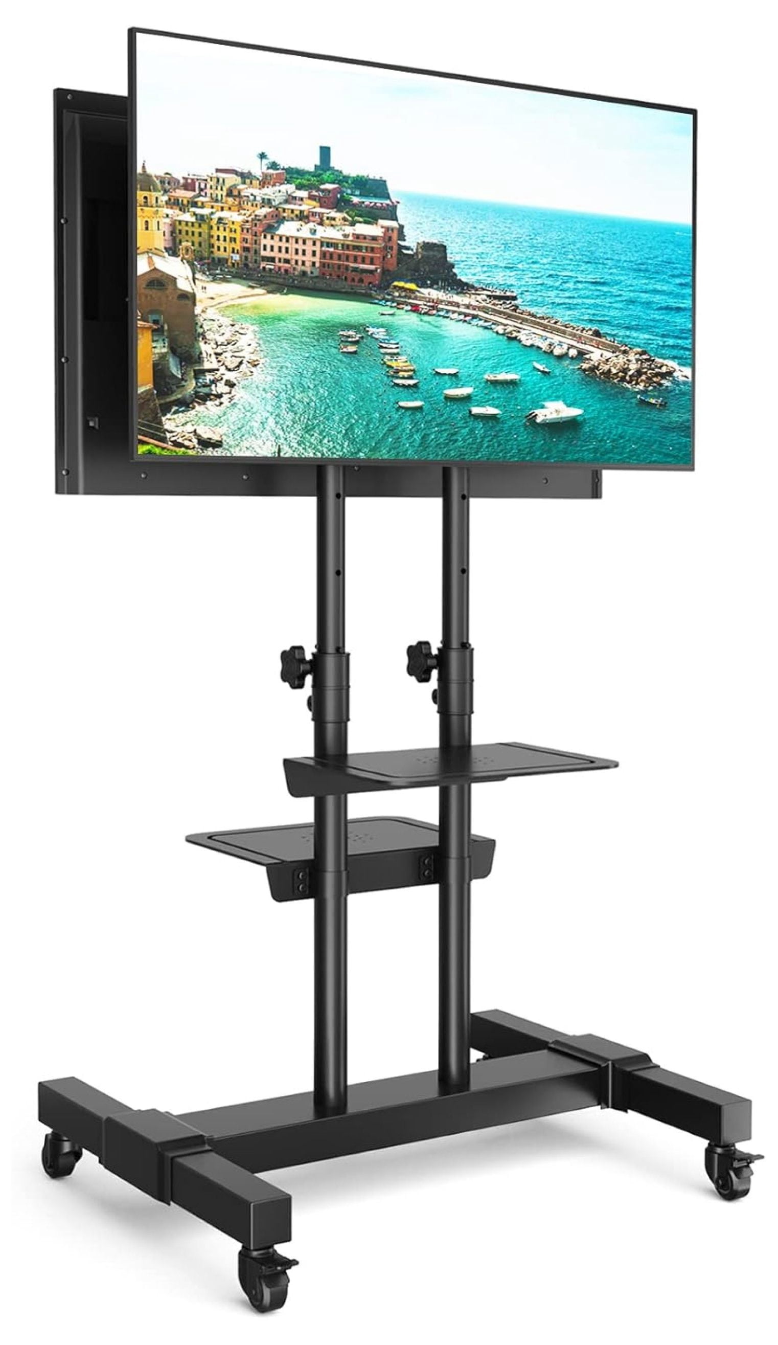 Dual Monitors Mobile TV Cart with Tilt Mount for 37-80 Inch Flat Screen ...