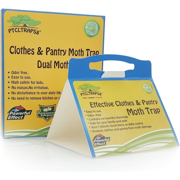 Dual Moth Traps for Clothes and Pantry Highly Effective All-Around Moth Traps,Pro Cloest Essentials Get Rid of Wool Moths with Natural Safe and Odor-Free Dual Premium Pheromone