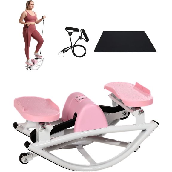 Dual-Motion Rock Stepper Side to Side, 350LBS Heavy Duty Lateral Rocking Fitness Stepper for Exercise at Home, 3D Low Impact Workout Stepper with Digital Display & Mat for Full Body Cardio