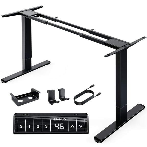 Dual Motor Adjustable Desk Frame - Heavy Duty 265 lbs Load Capacity, 28.3" to 47.2" Height Range, Programmable Memory Controller, Cable Management Tray for Standing Desk (Fits Desktops up to 90")