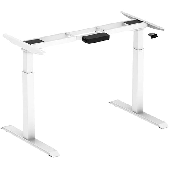Dual Motor Adjustable Electric Stand Up Office Desk Frame, with USB Charging Port, Support 220 lbs, 47" Height and Memory Presets, White, Frame Only