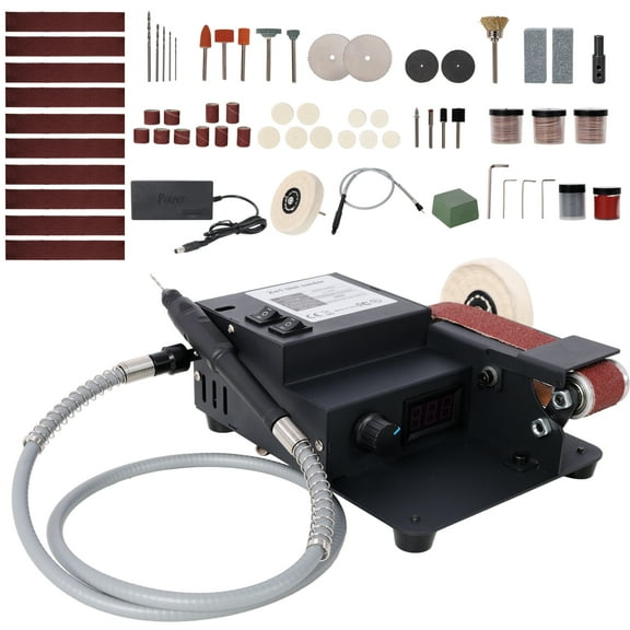 Dual Motor Belt Sander 350W Rotary Polisher Desktop Power Tool