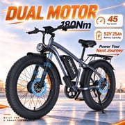 Dual Motor Bike for Adults, Peak 6000W 52V 25AH 100Miles Long Range, AWD 7 Speed Fast 45MPH, 26" Fat Tire Step-Over Hydraulic Brakes UL2849