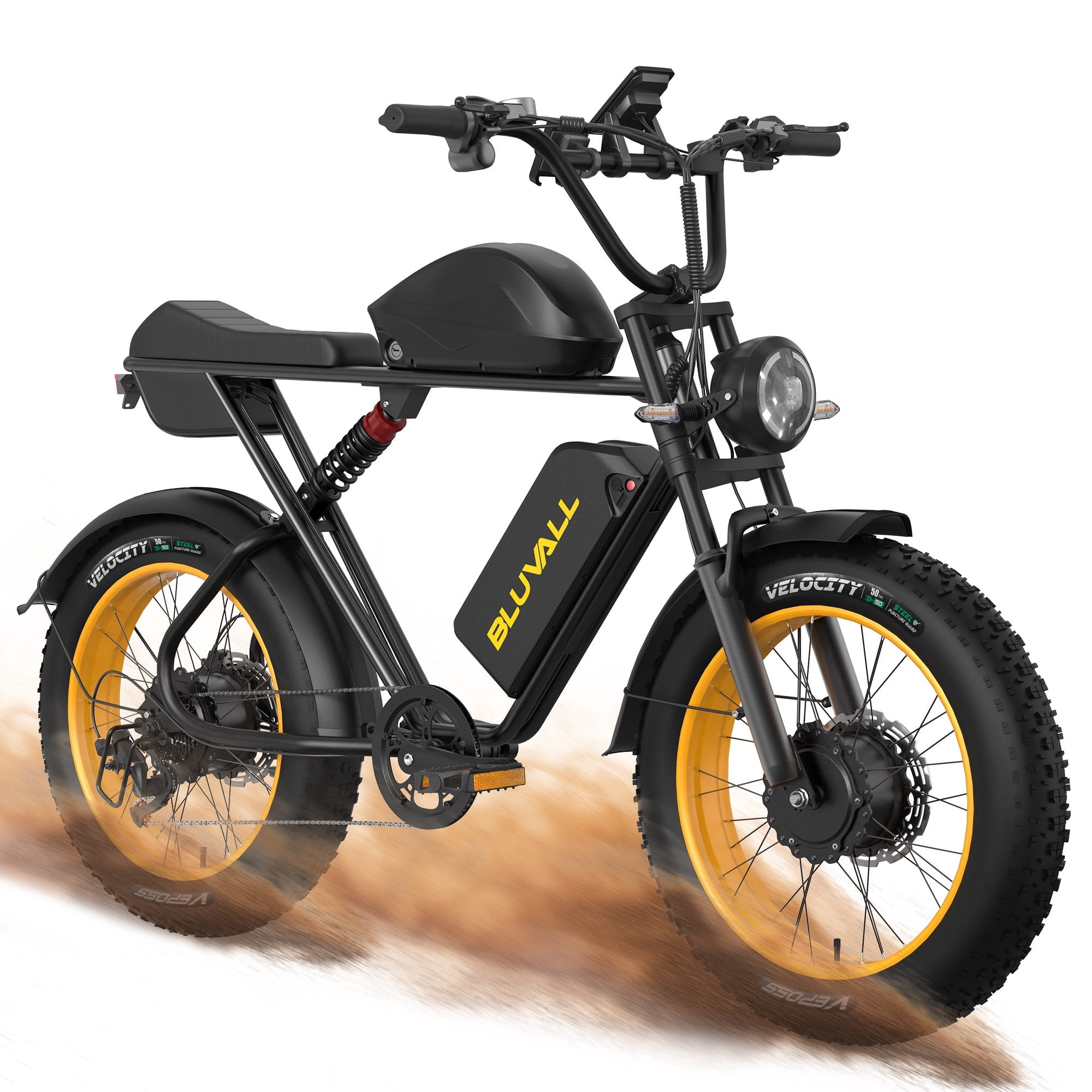 Dual Motor Electric Bike for Adults,52V 43Ah 120 Miles with Dual Hydraulic Brakes & Suspension All Terrain Ebike,3000W 35MPH Fast E-Bike,AWD Fat Tire Electric Bicycle UL2849