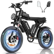 Ridstar Electric Motorcycle for Adults,Dual Motor PEAK 3000W 35MPH,52V 40AhE-Bike,20" Fat Tire Mountain Bike UL2849