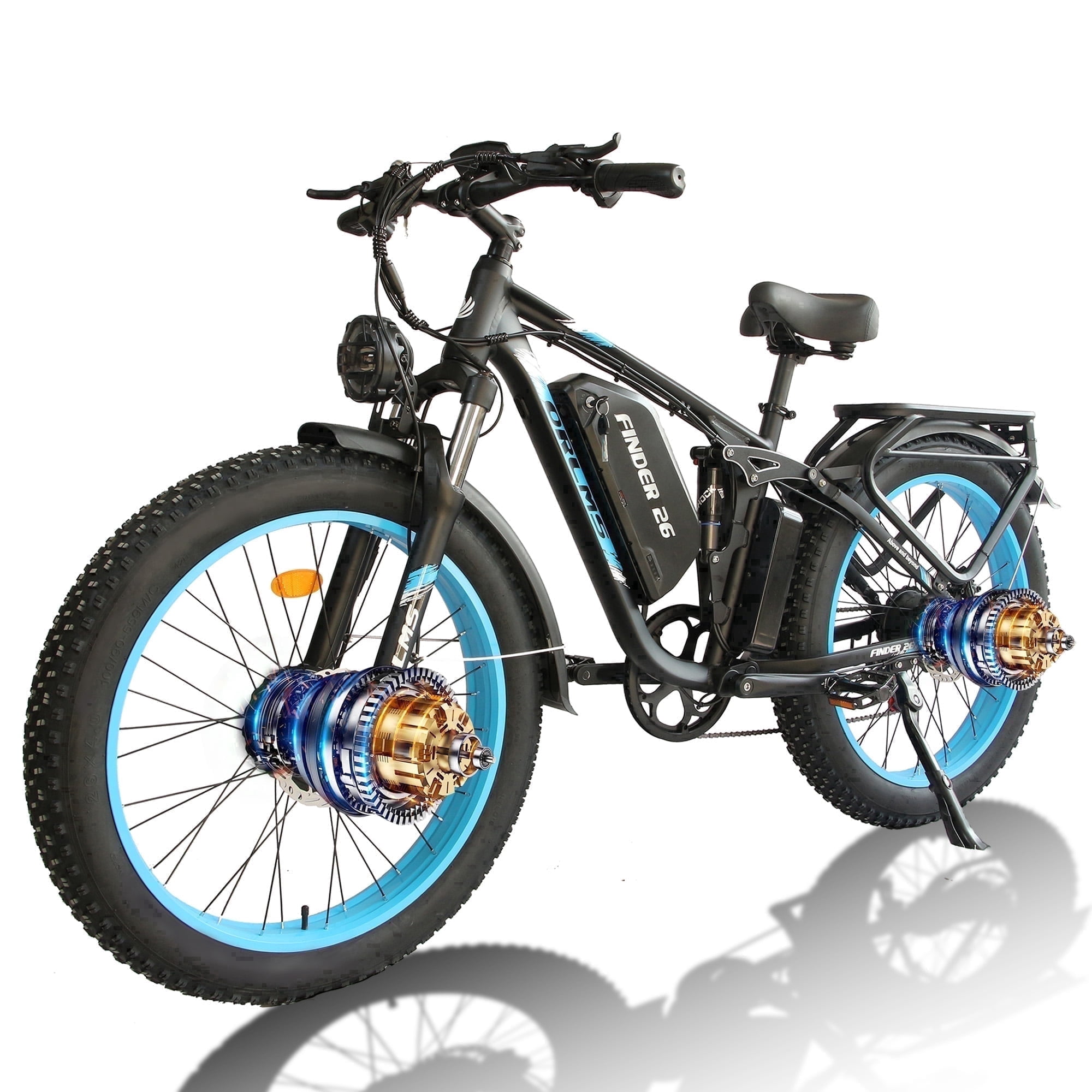 Dual Motor Electric Bike for Adultse,60V/25Ah,6000W Motor Full Suspension 45MPH High-Speed,26'' Fat Tire Electric Bike,Hydraulic Brakes,for Adults off-Road Commuting