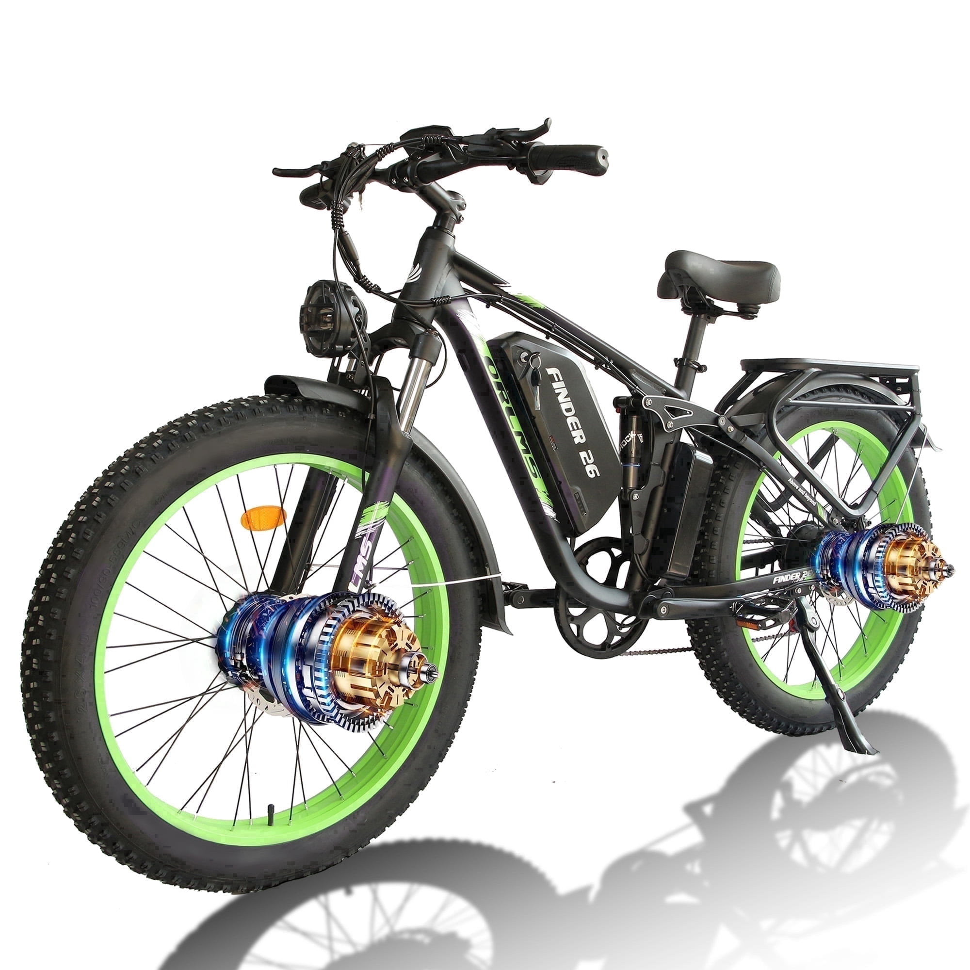 Dual Motor Electric Bike for Adults, 6000W Peak, 60V 25Ah, 26" Fat Tire, Full Suspension, 45mph High-Speed, Hydraulic Brakes, for Off-Road & Commuting