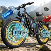8000W Dual Motor Dirt Bike for Adults, 60V 25Ah Lithium Battery, 50MPH Top-Speed, Full Suspension, 26*4.0 Fat Tire, Hydraulic Brake, Off-Road & Commuting