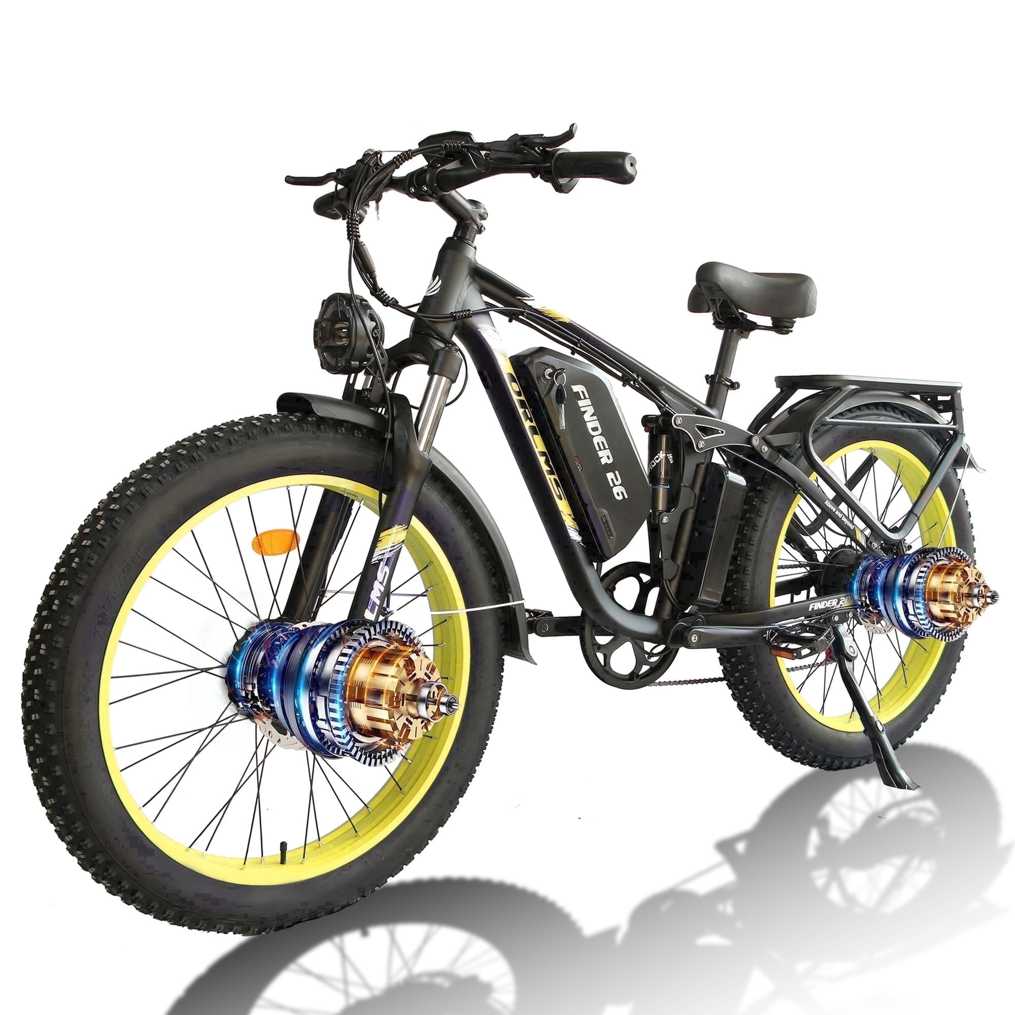 Dual Motor Electric Bike for Adultse,60V/25Ah,6000W Motor Full Suspension 45/50MPH High-Speed,26'' Fat Tire Electric Bike,Hydraulic Brakes,for Adults Off-Road Commuting