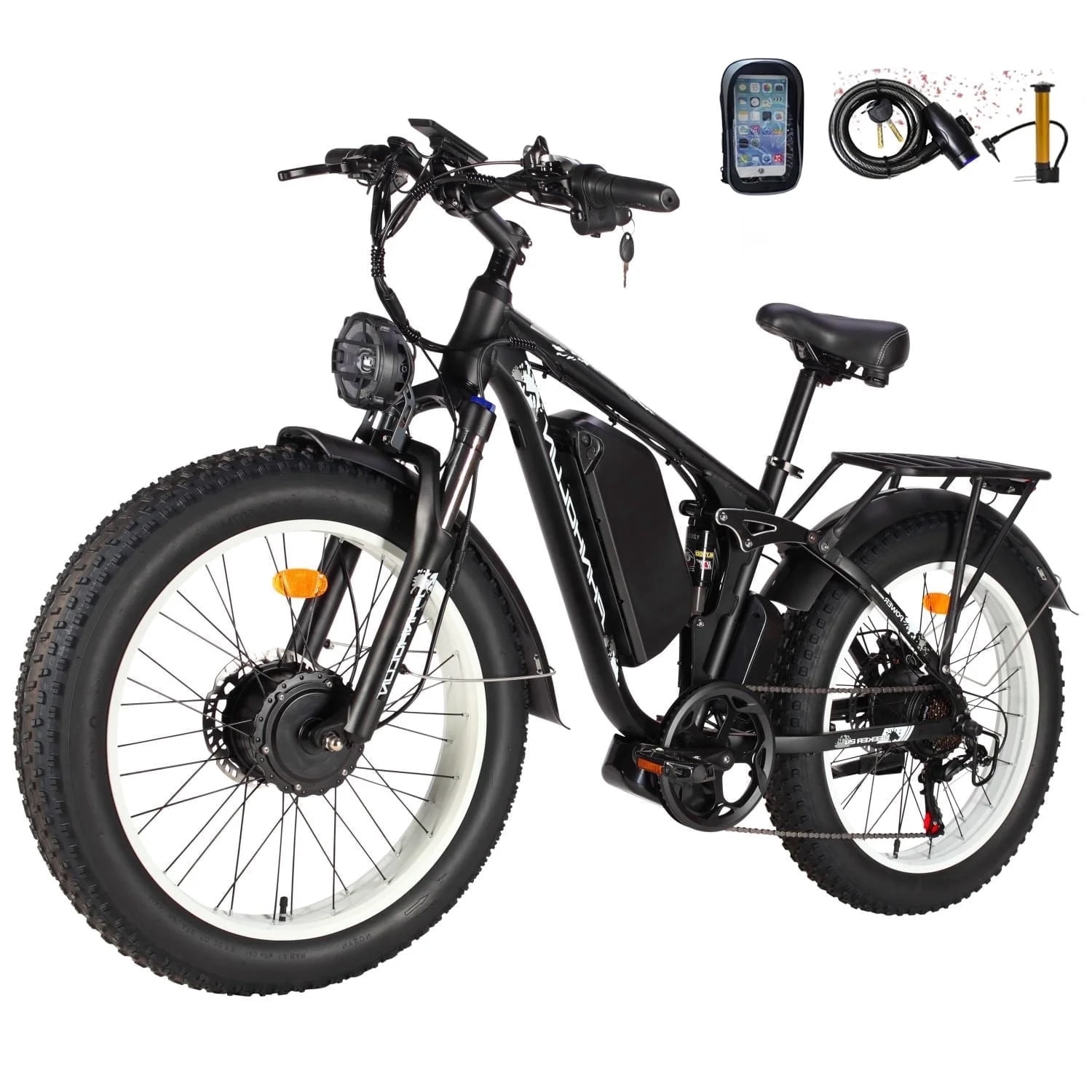 Dual Motor Electric Bike Seeker24 Full Suspension Ebikes 24 Inch Tire Off-Road Mountain Snow