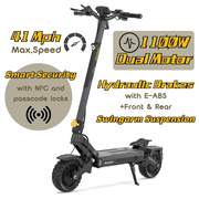 Ausom Dual-Motor Electric Scooter Adult   52V23.4Ah 1100W 2, 42 mph Speed, Hydraulic Brakes & 4.5  LCD Display Ausom DT2 Pro E Scooter Dual Motor
