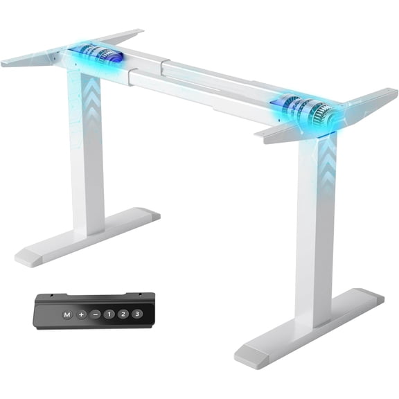 Dual Motor Electric Standing Desk Frame - 300 lbs Heavy Duty, 3 Memory Height Presets - Sit Stand Desk Frame, Computer Height Adjustable Desk Legs & Base for 43.3"-63" Desktop, White Frame Only