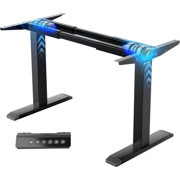 Dual Motor Electric Standing Desk Frame - 300 lbs Heavy Duty, 3 Memory Height Presets - Sit Stand Desk Frame, Computer Height Adjustable Desk Legs & Base for 43.3"–63" Desktop, Black Frame Only