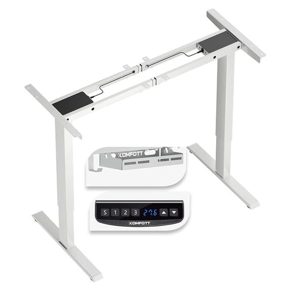 Dual Motor Electric Standing Desk Frame, Ergonomic Width & Height Adjustable Sit-to-Stand Workstation Base w/Memory Controller & Anti-Collision Protection for Home Office (Frame Only) (White)