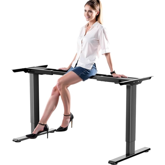 Dual Motor Electric Standing Desk Frame for 43.3-70.8" Table Tops, 330lbs Capacity, Ergonomic Height Adjustable Base with Memory Controller, Black