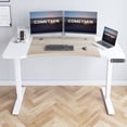 thumbnail image 1 of Dual Motor Height Adjustable Standing Desk, 63 x 30''Height Adjustable Computer Desk Sit Stand Desk Home Office Desks with Splice Board 265 lb Load Capacity White Frame + White Top, 1 of 8
