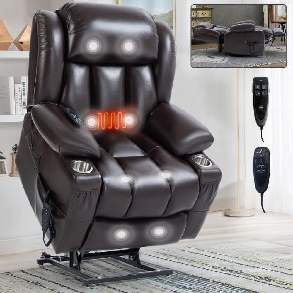 Dual Motor Infinite Position Up to 350 LBS Leatheraire Power Lift Recliner Chair, Heavy Duty
