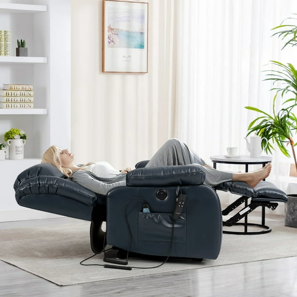 Dual Motor Large Power Lift Recliner Chair with Massage and Heating Infinite Position Real Leather