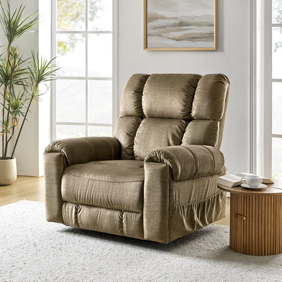 Dual Motor Oversized Storage Recliner Chair with Massage Heating Charging Port for Elderly Brown