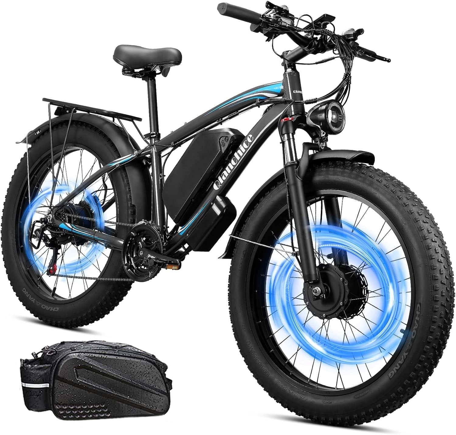 Dual Motor Peak 5000W Electric Bike for Men Women Adults 40-45MPH 100 Miles, 52V 36AH Long Range Ebike, Fat Tire 26Inch, Commuter Electric Bicycles Ebike, Hydraulic Disc Brake