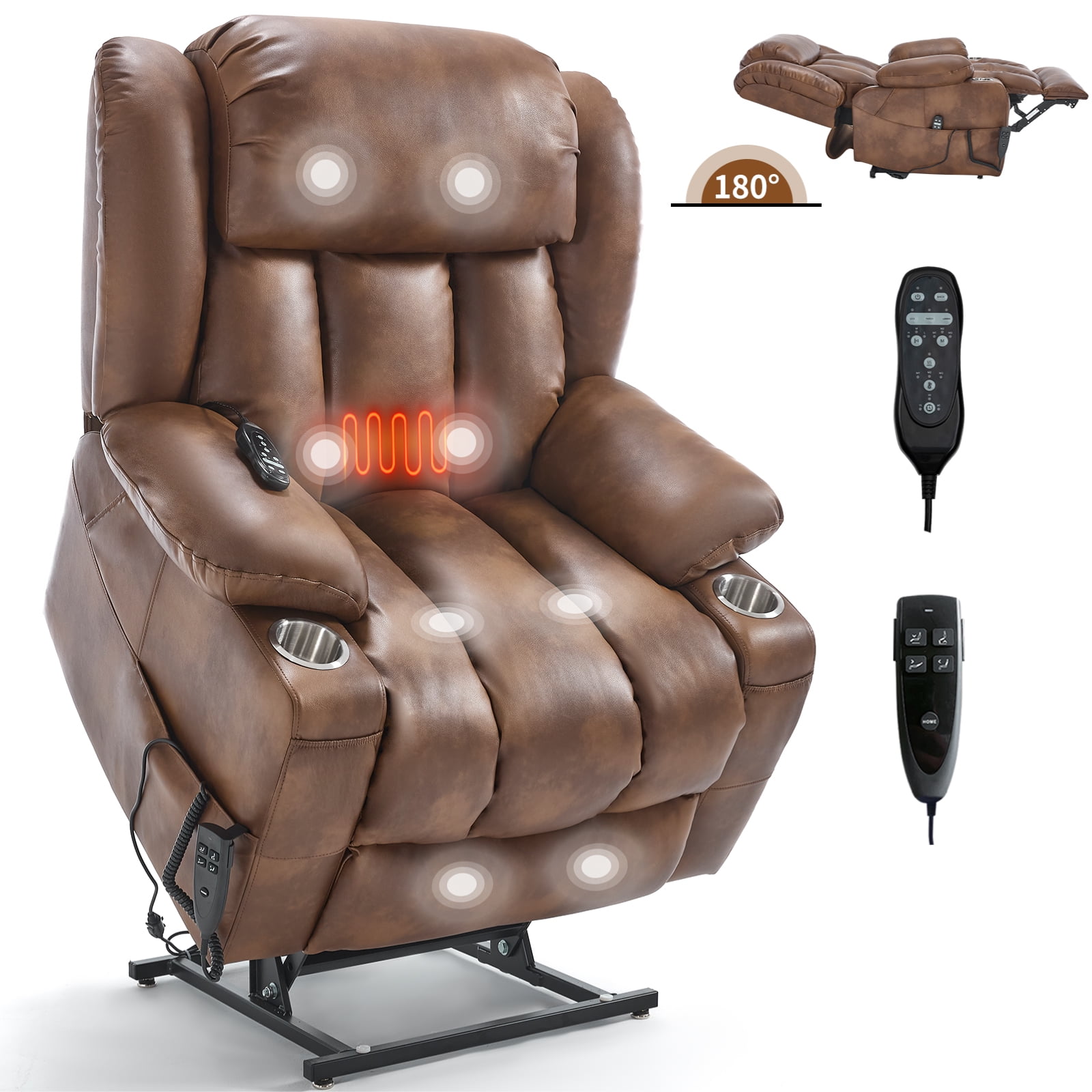 Dual Motor Power Lift Recliner Chair, 350LB Capacity with Massage and ...