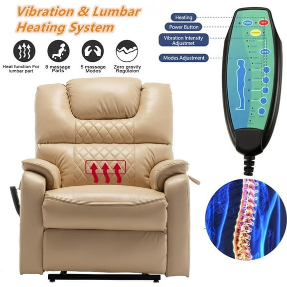 Dual Power Lift Recliner Chair for Elderly with Heat and Massage